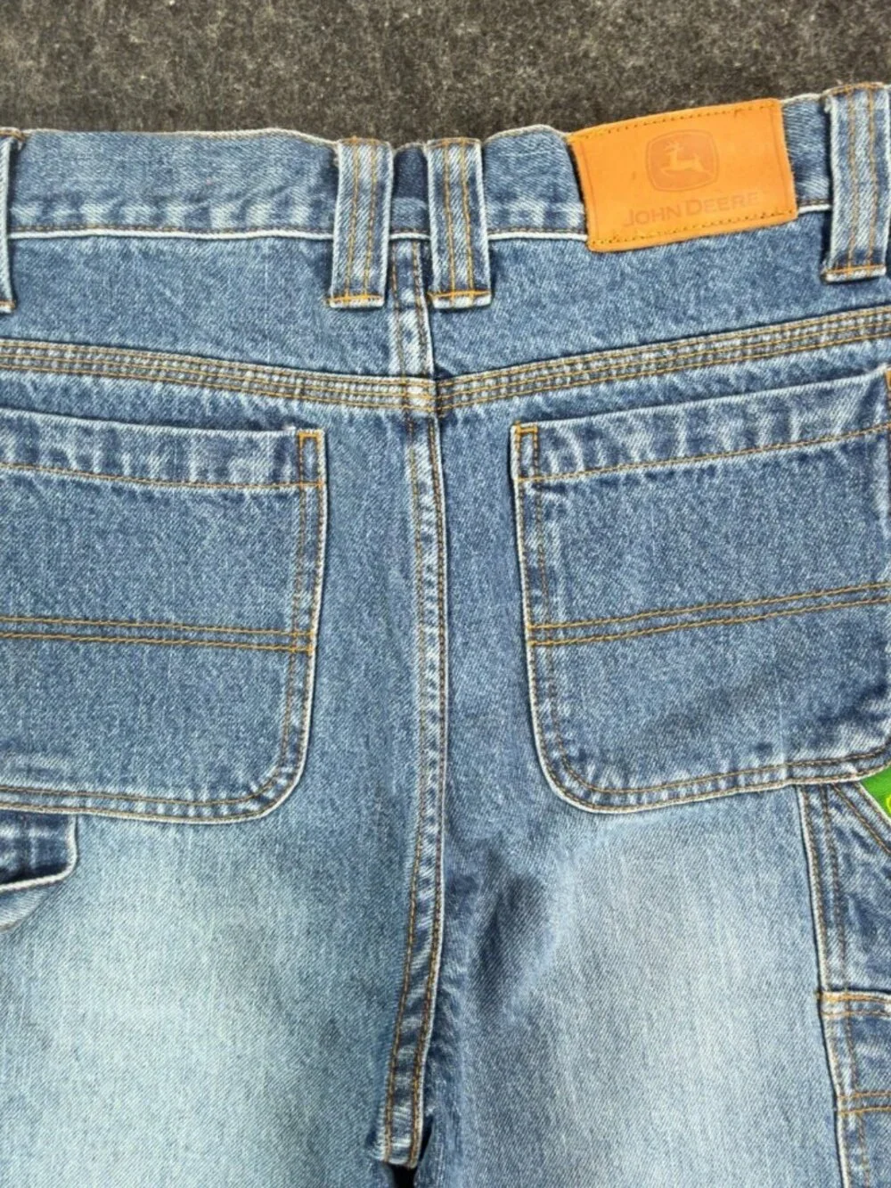 VTG John Deere Carpenter Shorts Boys 12 Denim Utility Workwear Jorts NOS NWT